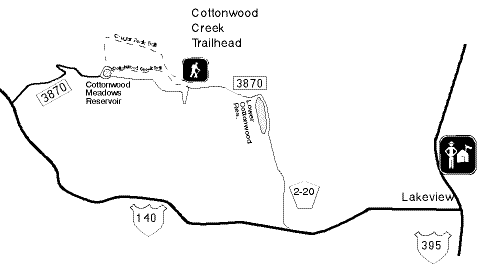 Cottonwood Creek Trailhead vicinity map.