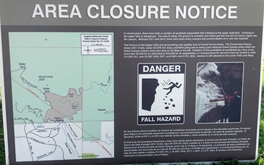 Eaton Canyon Closure Sign