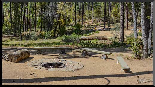 Large fire pit in Lower Wolf Creek Campground