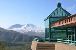 This is the view of Mount St. Helens from the Science and Learning Center at Coldwater