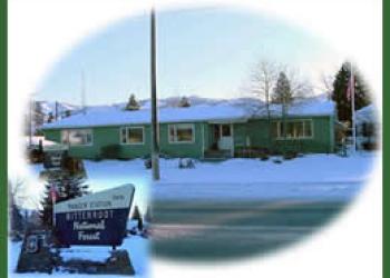 Darby Ranger Station administrative office in the winter.