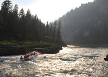 Recreationists in a raft on the Snake River