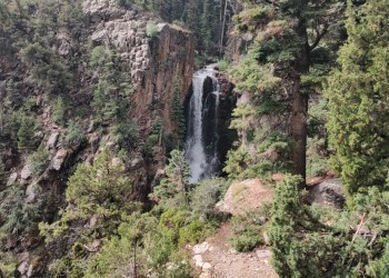 Bullion Falls trail system located on the Fishlake National Forest overlooks waterfalls