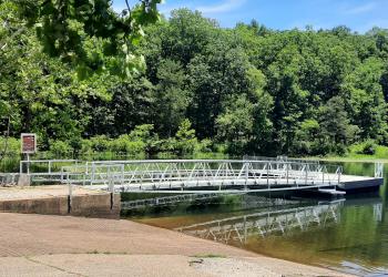 a fishing dock at the Wild Boar Hollow boat launch