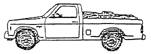illustration of wood in a small pickup truck