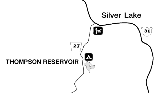Thompson Reservoir Campground vicinity map.