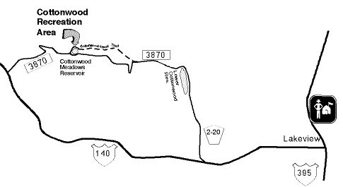 Cottonwood Recreation Area vicinity map