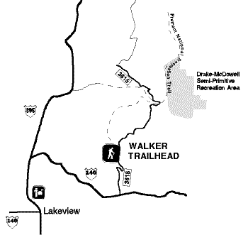 Vicinity Map for Walker Trailhead