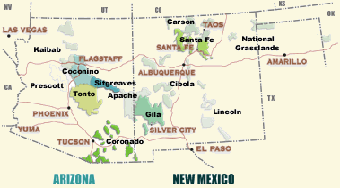 Southwest Region Forest Map