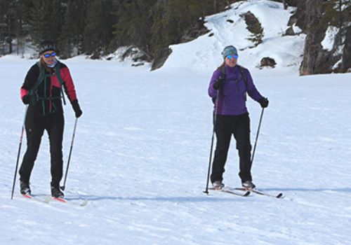 two cross country skiers