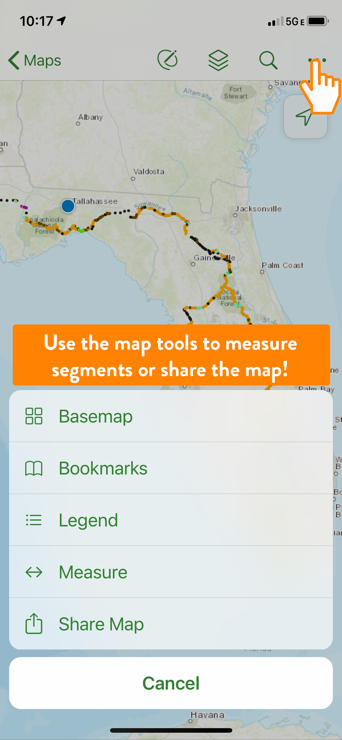 Tools of the Florida Trail interactive map.