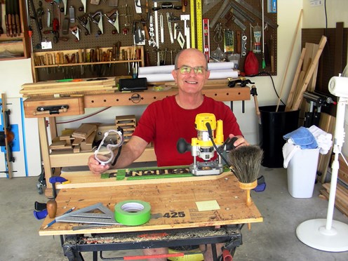 Dave Pontis constructing signage for Fort Gadsden