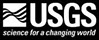 United States Geological Society Icon - letters USGS and Science for a changing world set on a black rectangular background.