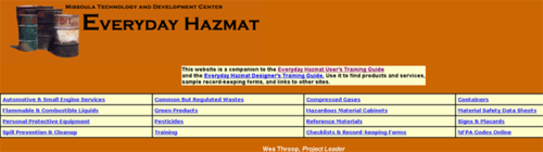 Image of the Everyday Hazmat Web site home page.