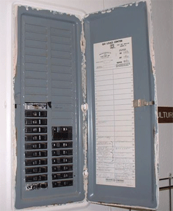 Photo of an electrical panel.