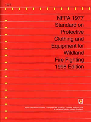 An image of the cover of the NFPA 1977 Standard on Protective Clothing and Equipment for Wildland Fire Fighting, 1998 Edition publication.