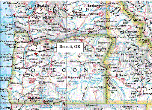 Map - Location of Detroit, Oregon