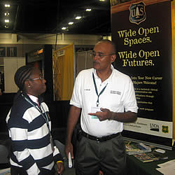 Ted Willis promoting opporunities of becoming a Forest Service employee at the SAF Convention.