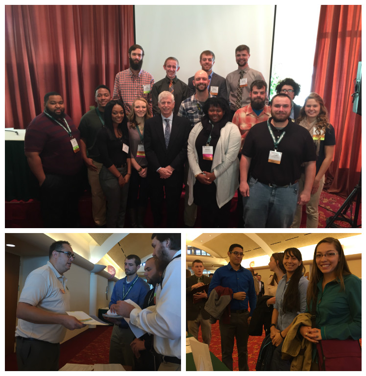 Three Pictures: Chief Tidwell poses with a few new hires; applicants waiting to get information; and, Eric Garay, of the National Collective Recruitment and Hiring Team, with interested applicants.