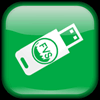 Green button, thumb drive with the FVS logo on it.