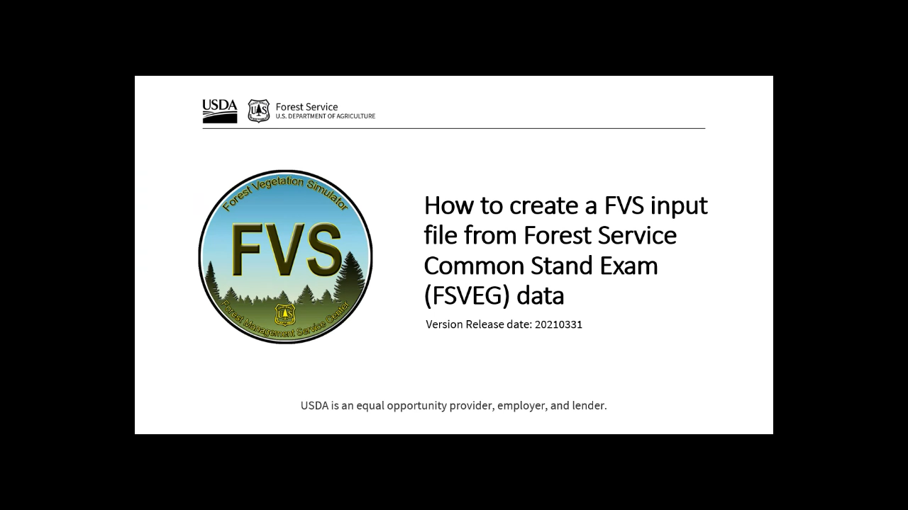 First frame of video showing the title and the Forest Vegetation Simulator icon.