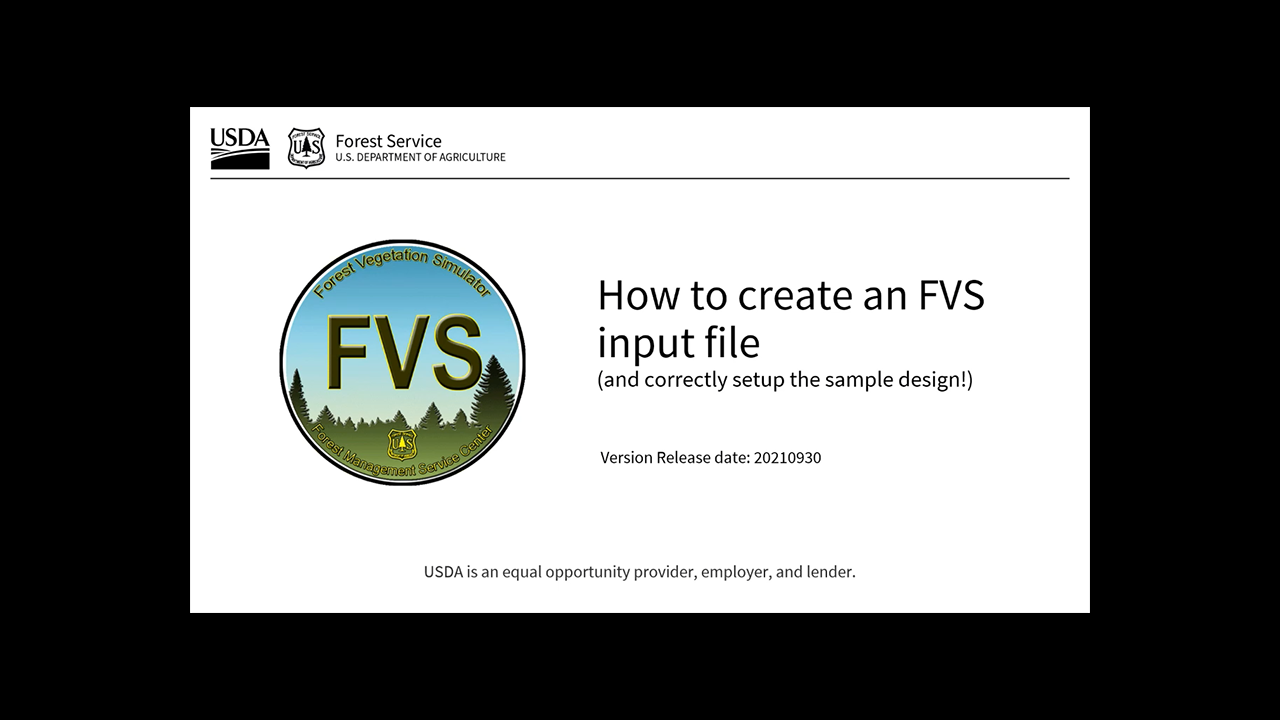 First frame of video showing the title and the Forest Vegetation Simulator icon.