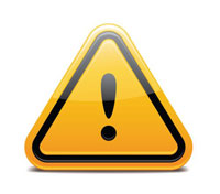 A yellow triangle sign with an exclamation point in the middle.