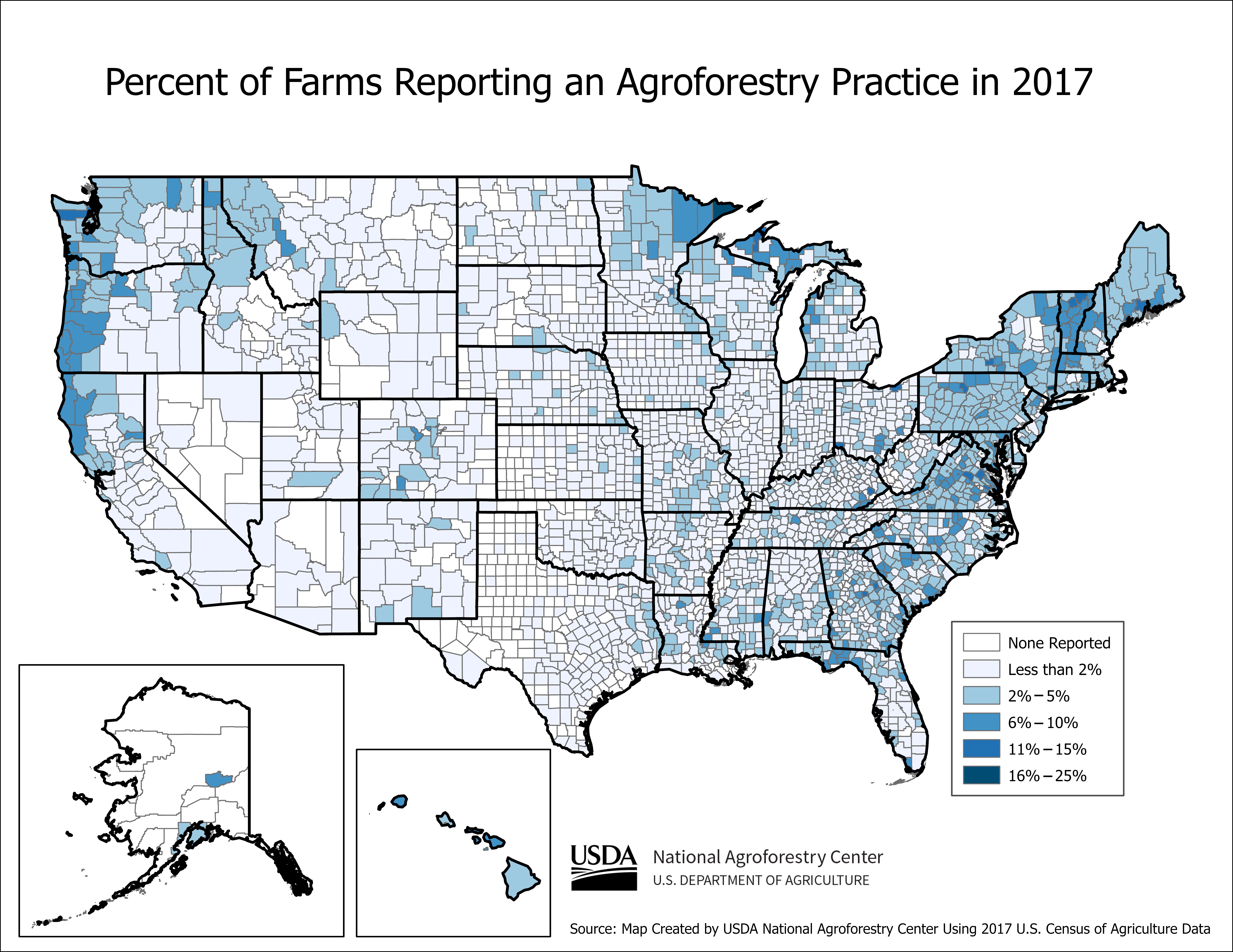 US Map report agroforestry practice in 2017
