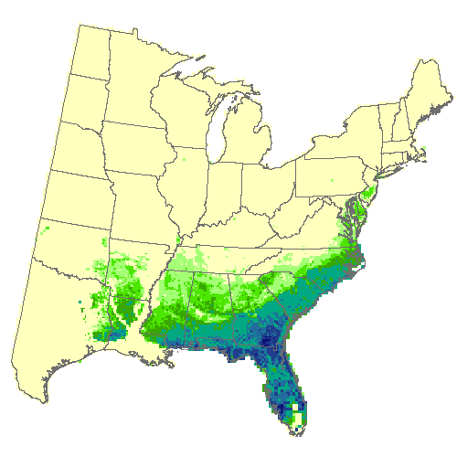 Average of 3 GCM, Moderate emissions (RCP 4.5) for slash pine Average of 3 GCM, Moderate emissions (RCP 4.5) for slash pine