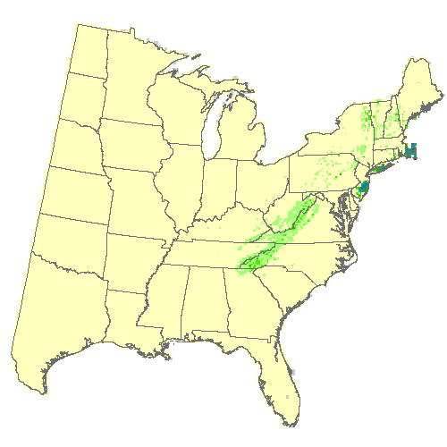 Community Climate System Model 4.0 (CCSM4), Moderate emissions (RCP 8.5) for pitch pine Community Climate System Model 4.0 (CCSM4), Moderate emissions (RCP 8.5) for pitch pine