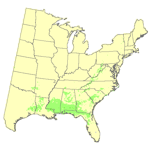 HadGEM2-ES, Moderate emissions (RCP 4.5) for southern magnolia HadGEM2-ES, Moderate emissions (RCP 4.5) for southern magnolia