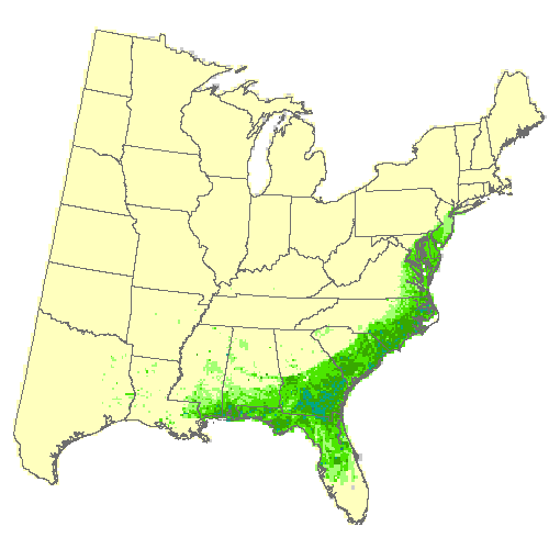 Community Climate System Model 4.0 (CCSM4), Moderate emissions (RCP 4.5) for swamp tupelo Community Climate System Model 4.0 (CCSM4), Moderate emissions (RCP 4.5) for swamp tupelo