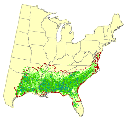 Modeled Habitat or water oak Modeled Habitat for water oak