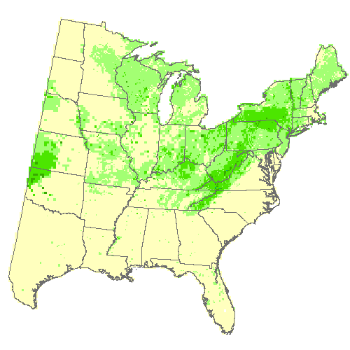 Average of 3 GCM, Moderate emissions (RCP 4.5) for black locust Average of 3 GCM, Moderate emissions (RCP 4.5) for black locust
