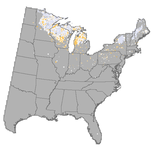 Difference Summary for red pine under Hadley, Moderate emissions (RCP 8.5)
