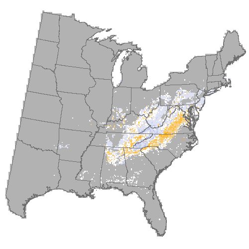 Difference Summary for Virginia pine under Community Climate System Model 4.0 (CCSM4), Moderate emissions (RCP 4.5)
