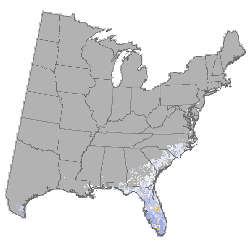 Difference Summary for pond cypress under Hadley, Moderate emissions (RCP 4.5)