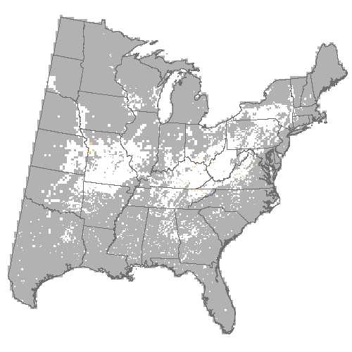 Difference Summary for eastern redbud under Community Climate System Model 4.0 (CCSM4), Moderate emissions (RCP 8.5)