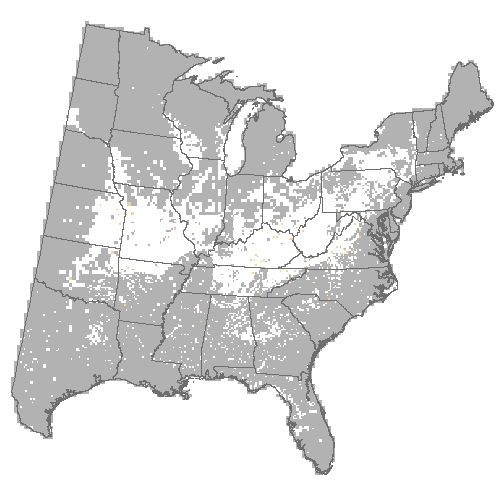 Difference Summary for eastern redbud under Average of 3 GCM, Moderate emissions (RCP 4.5)