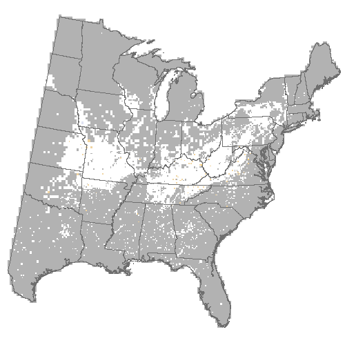 Difference Summary for eastern redbud under Geophysical Fluid Dynamics Laboratory (GFDL), Moderate emissions (RCP 4.5)