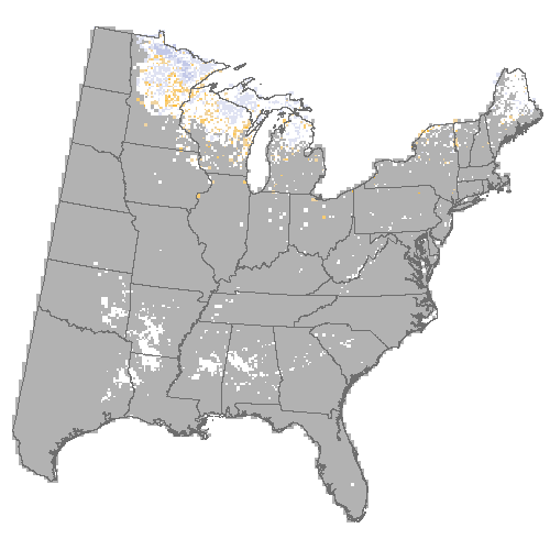 Difference Summary for black ash under Community Climate System Model 4.0 (CCSM4), Moderate emissions (RCP 4.5)