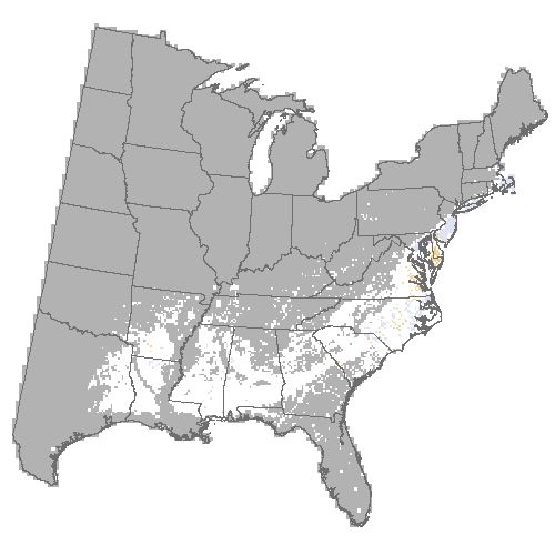 Difference Summary for American holly under Community Climate System Model 4.0 (CCSM4), Moderate emissions (RCP 8.5)