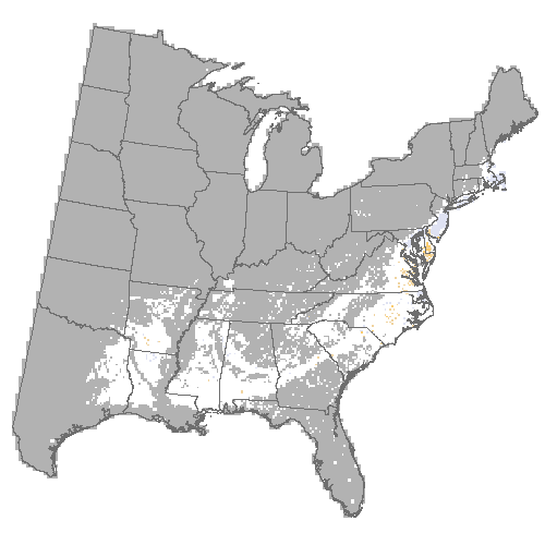 Difference Summary for American holly under Hadley, Moderate emissions (RCP 8.5)