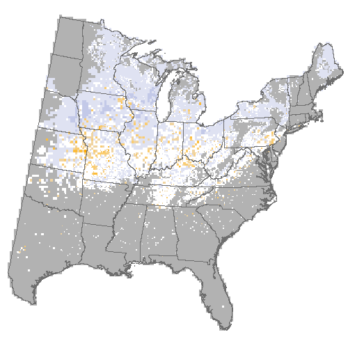 Difference Summary for black walnut under Geophysical Fluid Dynamics Laboratory (GFDL), Moderate emissions (RCP 4.5)