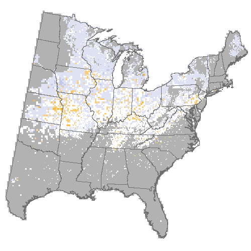 Difference Summary for black walnut under Hadley, Moderate emissions (RCP 4.5)