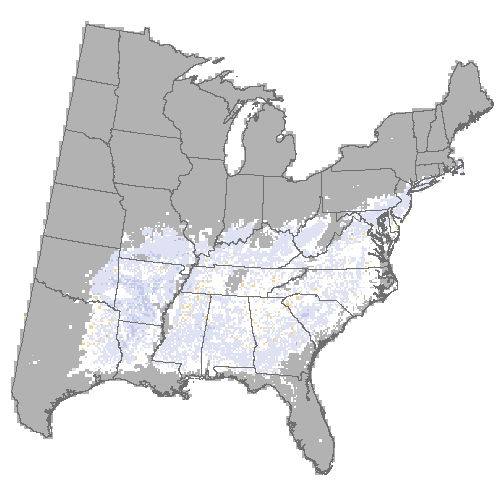 Difference Summary for southern red oak under Community Climate System Model 4.0 (CCSM4), Moderate emissions (RCP 4.5)