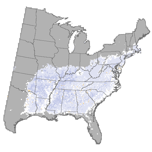 Difference Summary for southern red oak under Community Climate System Model 4.0 (CCSM4), Moderate emissions (RCP 8.5)