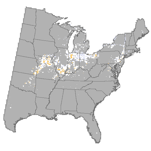 Difference Summary for pin oak under Community Climate System Model 4.0 (CCSM4), Moderate emissions (RCP 8.5)