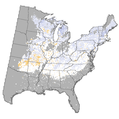 Difference Summary for black oak under Community Climate System Model 4.0 (CCSM4), Moderate emissions (RCP 4.5)
