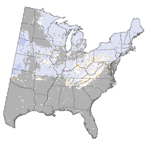 Difference Summary for black locust under Geophysical Fluid Dynamics Laboratory (GFDL), Moderate emissions (RCP 8.5)